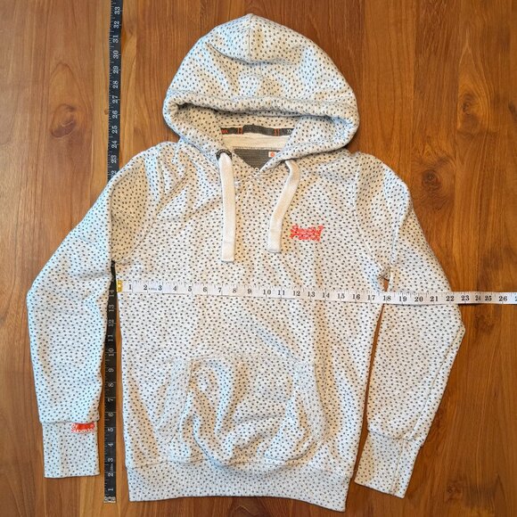 Superdry Hoodie‎ Sweatshirt - Light Gray with Navy Stars, Medium - Picture 2 of 12